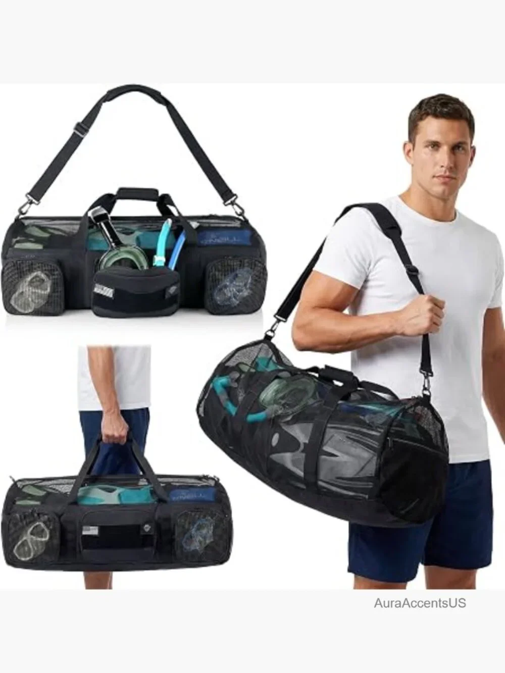 130L Mesh Duffle Bag for Scuba Dive, Snorkeling, Beach, Gym